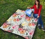 Colorful Orchid Flower Pattern Premium Quilt