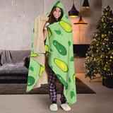 Avocado Pattern Green Background Hooded Blanket