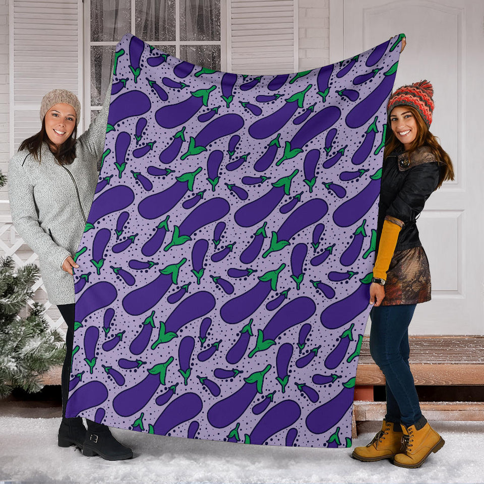 Eggplant Pattern Print Design 03 Premium Blanket