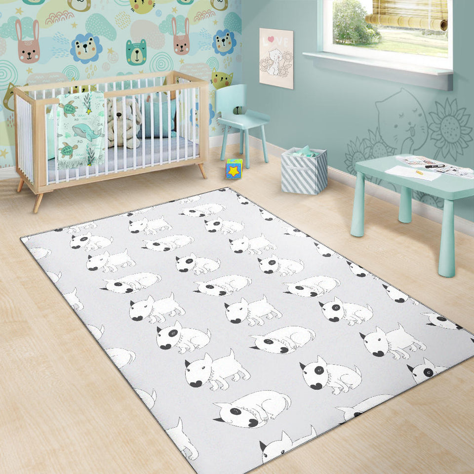 Bull Terrier Pattern Print Design 01 Area Rug
