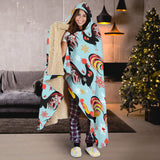 Rooster Chicken Cock Snowfalke Hooded Blanket