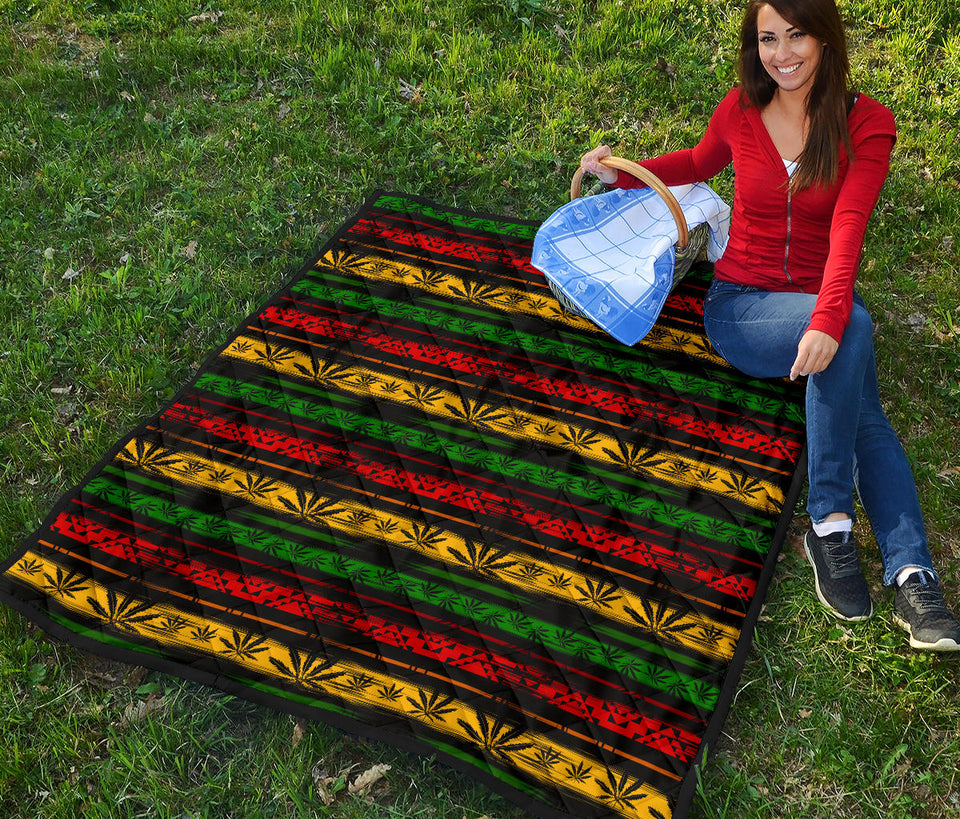 Canabis Marijuana Weed Pattern Print Design 04 Premium Quilt