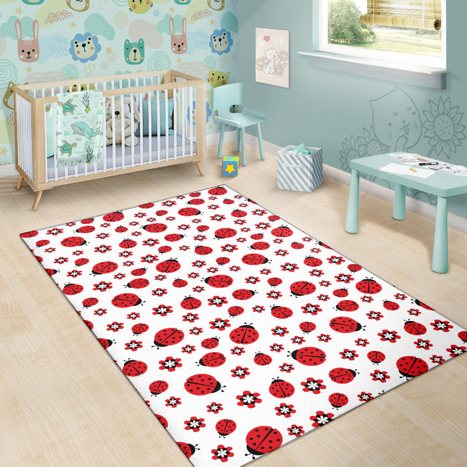 Ladybug Pattern Print Design 04 Area Rug