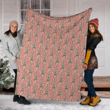 Eiffel Tower Flower Background Pattern Print Design 03 Premium Blanket