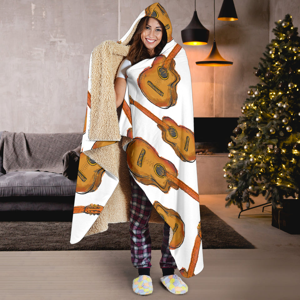 Paint Guitar Pattern Hooded Blanket
