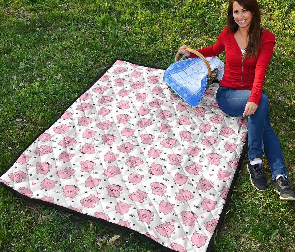 Pig Pattern Print Design 03 Premium Quilt