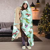 Helicopter Design Pattern Hooded Blanket