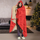 Strawberry Pattern Red Background Hooded Blanket