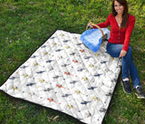 Cute Helicopter Star Pattern Premium Quilt