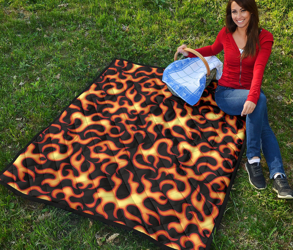 Fire Flame Dark Pattern Premium Quilt