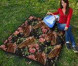 Horse Head Wild Roses Pattern Premium Quilt