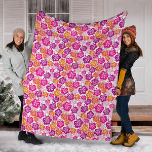 Hibiscus Pattern Print Design 01 Premium Blanket