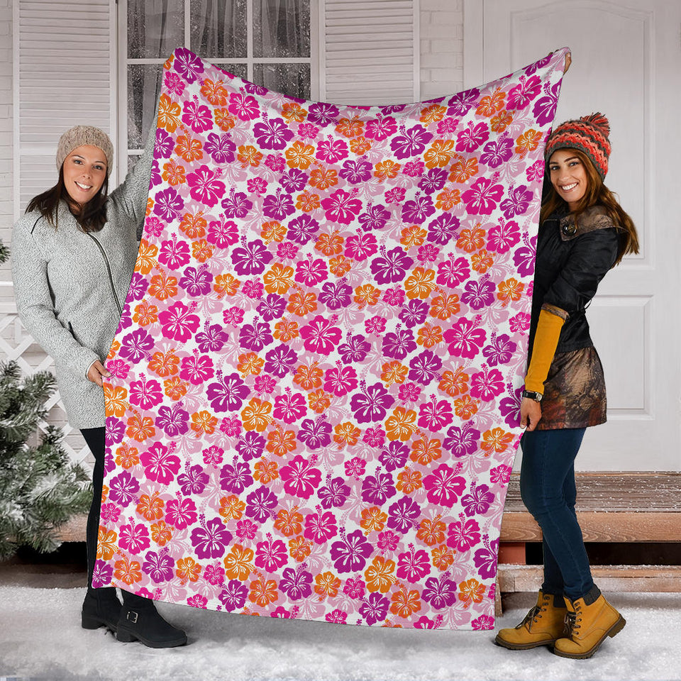 Hibiscus Pattern Print Design 01 Premium Blanket
