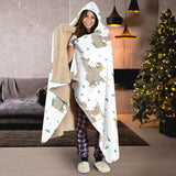 Cute Rhino Pattern Background Hooded Blanket