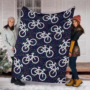 Bicycle Pattern Print Design 03 Premium Blanket
