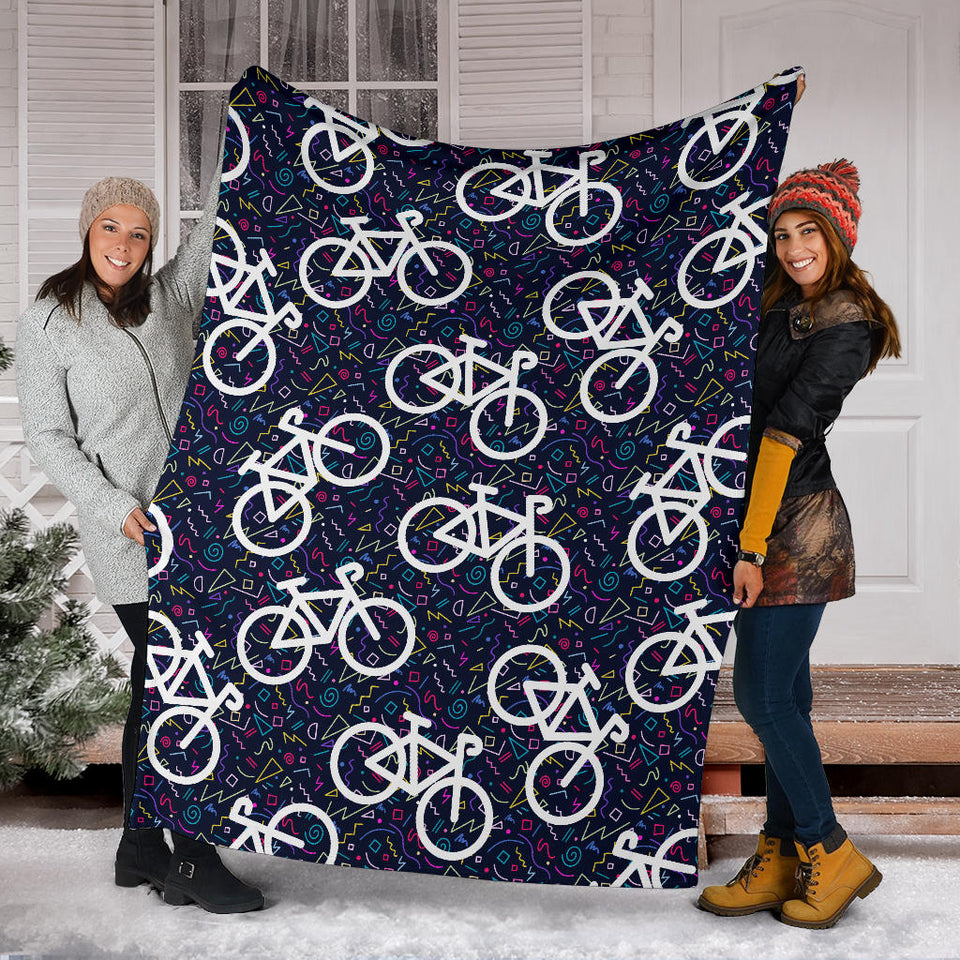 Bicycle Pattern Print Design 03 Premium Blanket