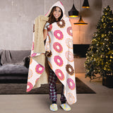 Colorful Donut Pattern Hooded Blanket