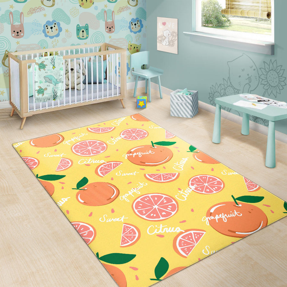 Grapefruit Yellow Background Area Rug