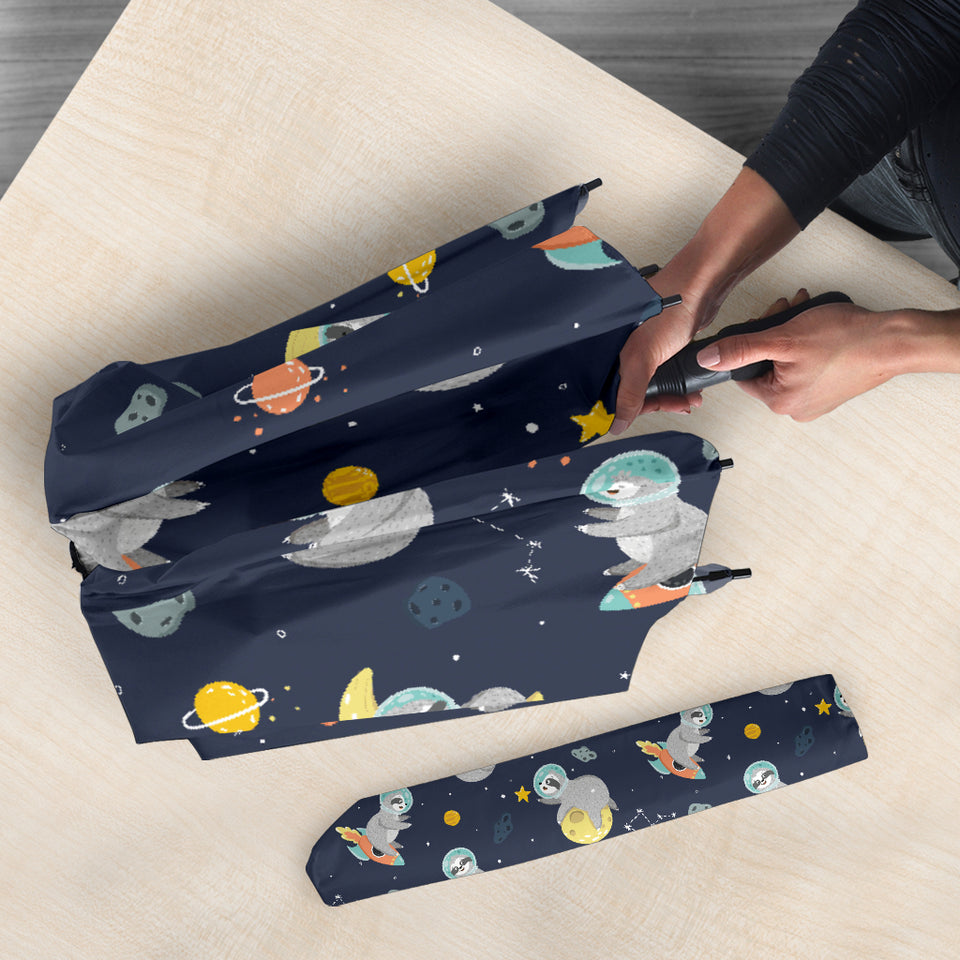 Cute Sloth Astronaut Star Planet Rocket Pattern Umbrella