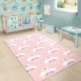 White Swan And Flower Love Pattern Area Rug