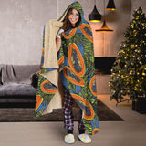 Colorful Papaya Tropical Leaves Hooded Blanket