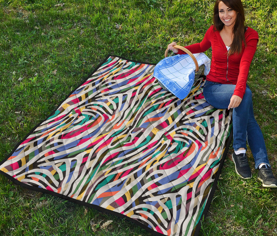 Colorful Zebra Skin Pattern Premium Quilt