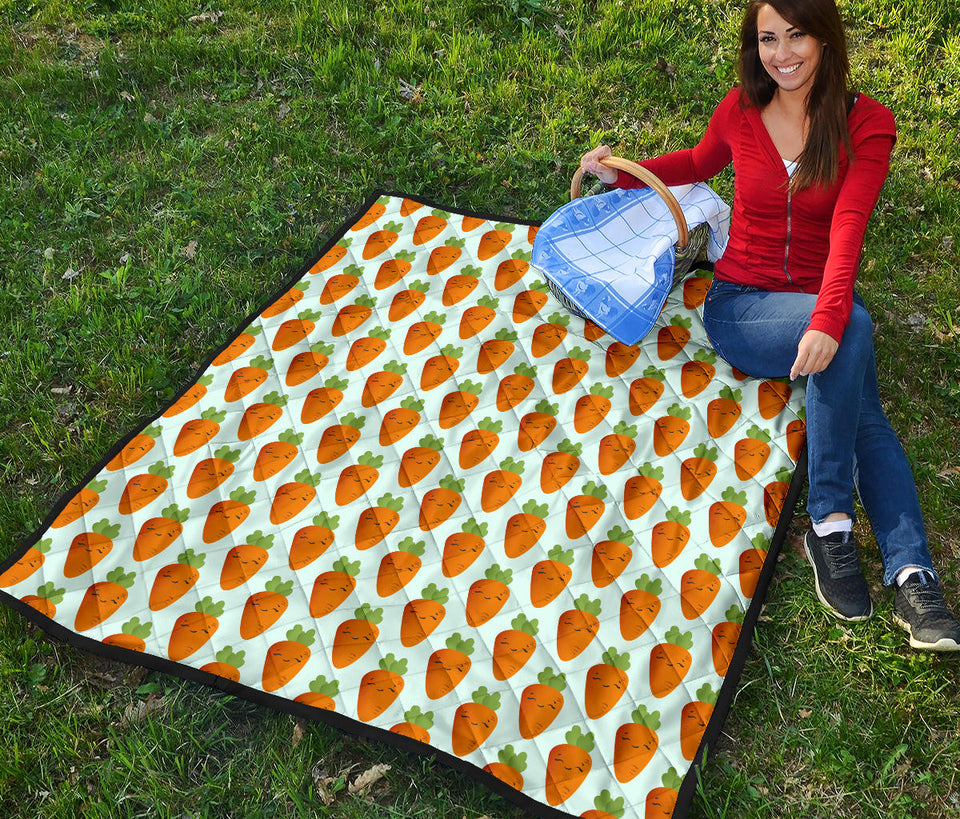 Carrot Pattern Print Design 03 Premium Quilt