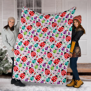 Ladybug Pattern Print Design 03 Premium Blanket