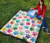 Dog Paws Pattern Print Design 01 Premium Quilt