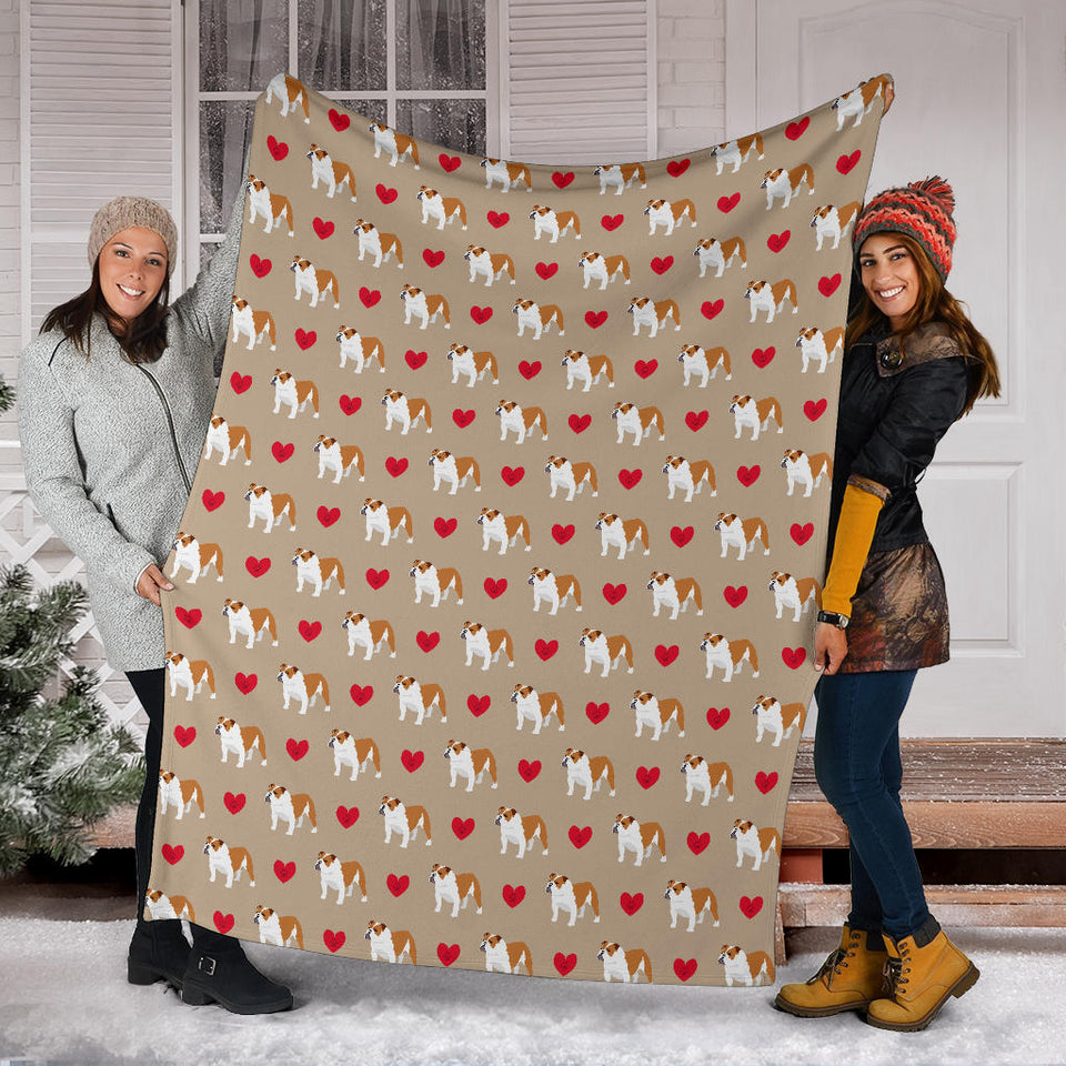 English Bulldog Pattern Print Design 05 Premium Blanket