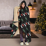 Deer Christmas New Year Pattern Argyle Hooded Blanket