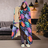 Pineapples Pattern Zigzag Background Hooded Blanket