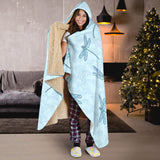 Dragonfly Pattern Blue Background Hooded Blanket