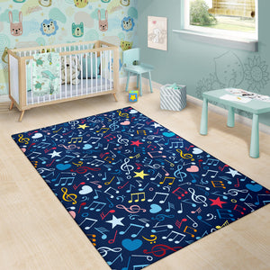 Music Notes Pattern Print Design 03 Area Rug