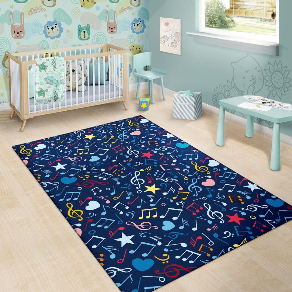 Music Notes Pattern Print Design 03 Area Rug