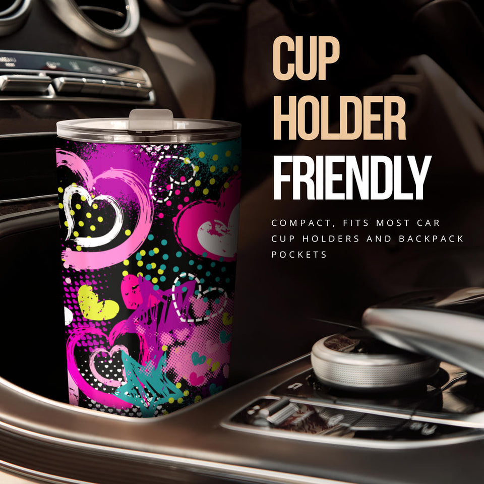 Heart Dot Wave Star Creative Design Pattern Tumbler