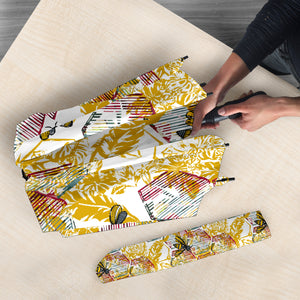 Cool Bee Honeycomb Leaves Pattern Umbrella