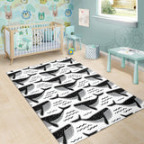 Black Whale Pattern Area Rug