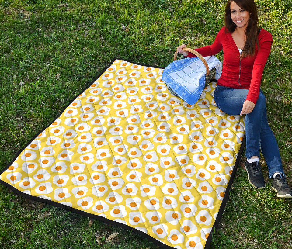 Fried Eggs Pattern Print Design 05 Premium Quilt