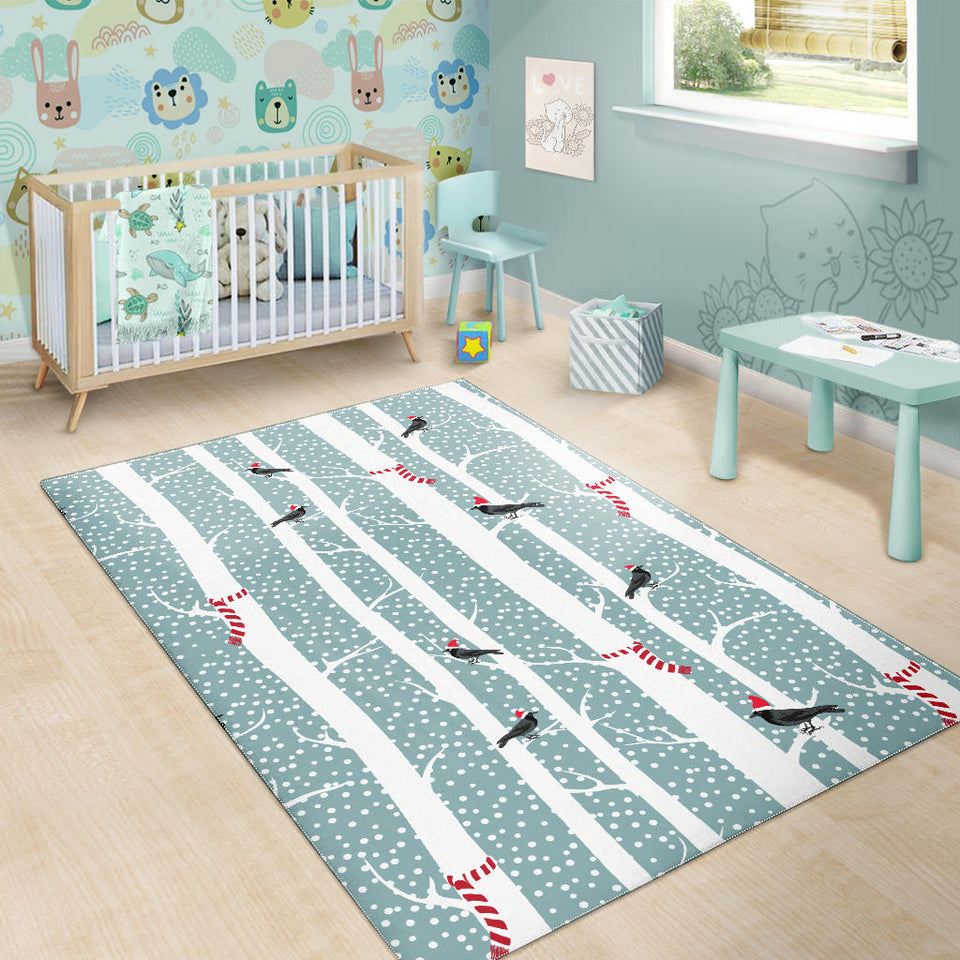 Crows Christmas Hat Scarf Area Rug