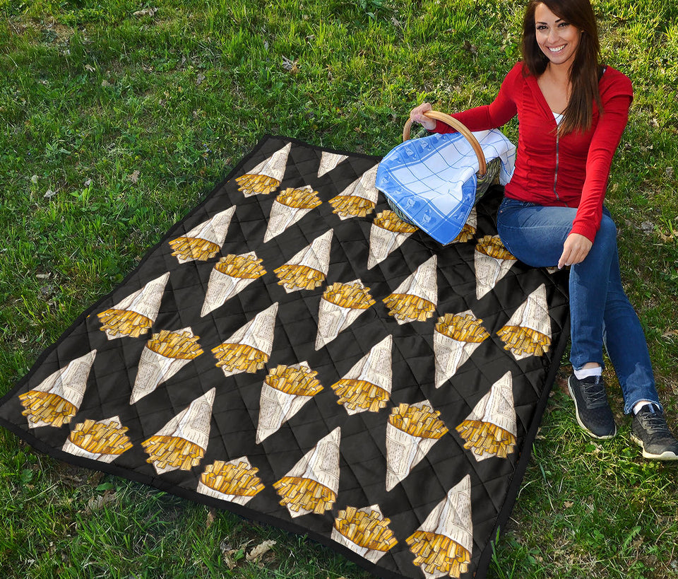French Fries Dark Background Premium Quilt