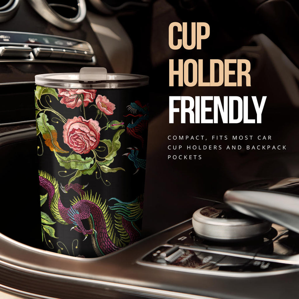 Dragons Flower Pattern Tumbler