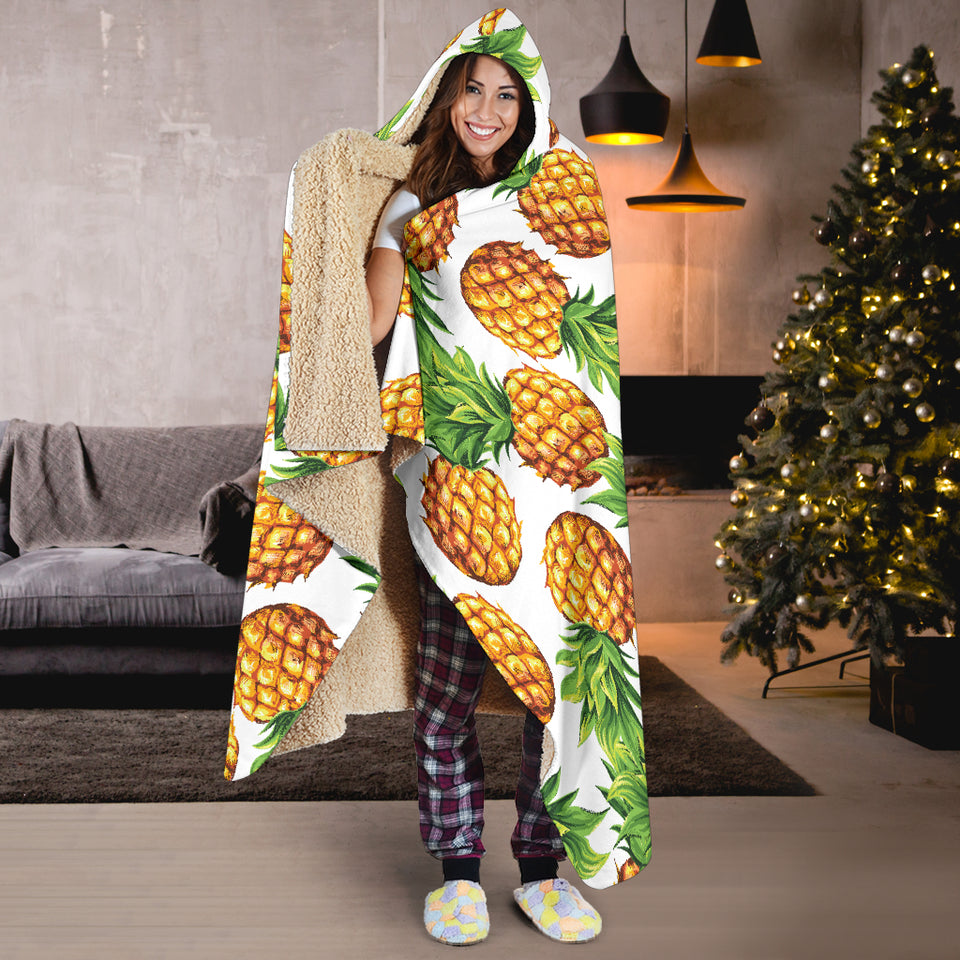 Pineapples Design Pattern Hooded Blanket