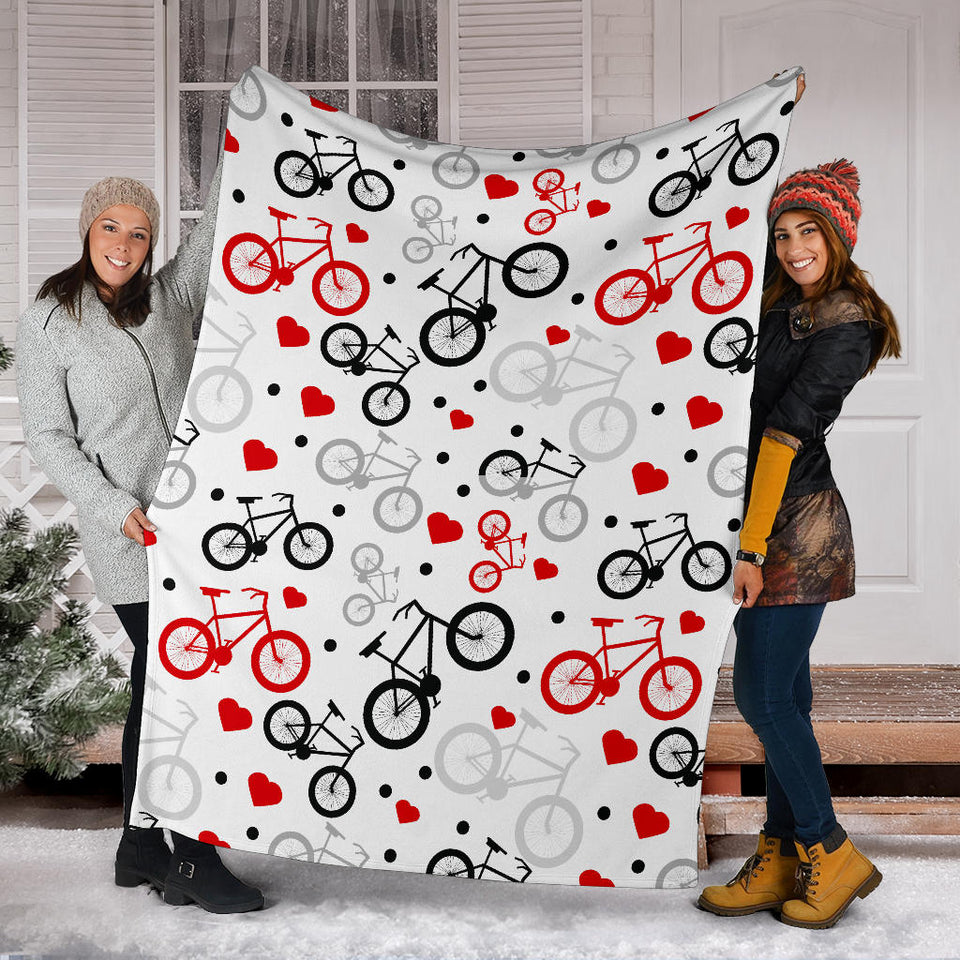 Bicycle Pattern Print Design 04 Premium Blanket