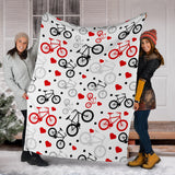 Bicycle Pattern Print Design 04 Premium Blanket