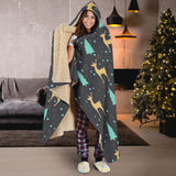 Deers Star Tree Pattern Hooded Blanket