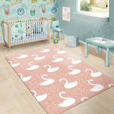 Swan Flower Light Pink Background Area Rug