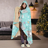 Cute Koalas Blue Background Pattern Hooded Blanket