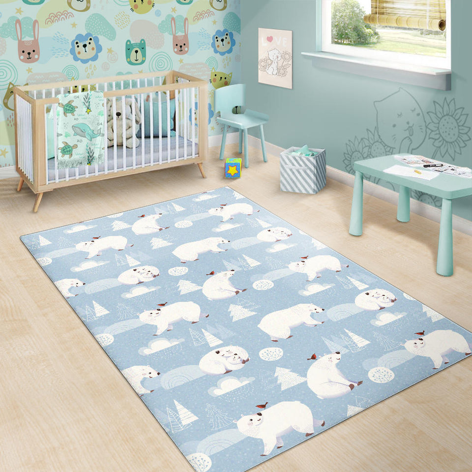 Cute Polar Bears Christmas Decoration Pattern Area Rug