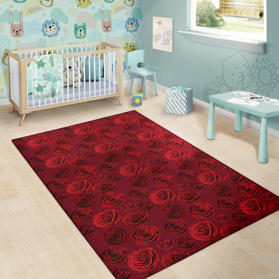 Rose Pattern Print Design 03 Area Rug